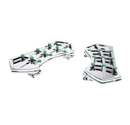 Pedane guidatore Diamond front floorboard - full chrome with skidproof green